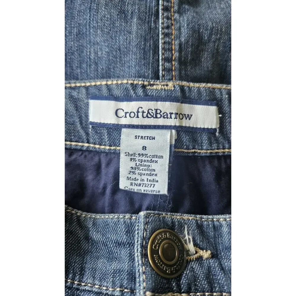Croft & Barrow Skort Size 8 Jean Denim Stretch Pockets Med Wash
